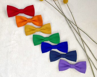 Rainbow Collection - Boys Bow Tie Bowtie - Baby Infant Toddler Boy Youth Teen Adult Bowtie Ties - Adjustable Strap or Clip On - Wedding Grad