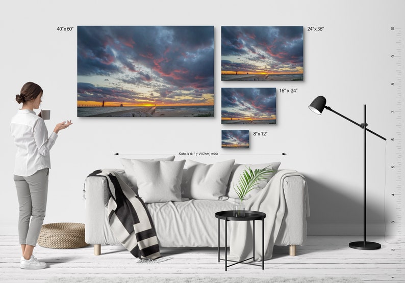 Lake Michigan Grand Haven Lighthouse Architectural Fine Art Print ...