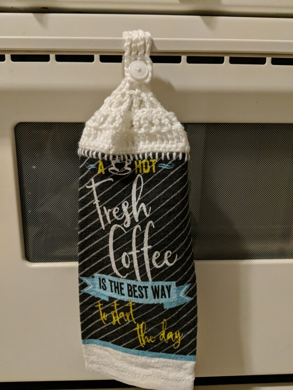 Hangable Decorative Kitchen Towel A Hot Fresh Coffee Etsy