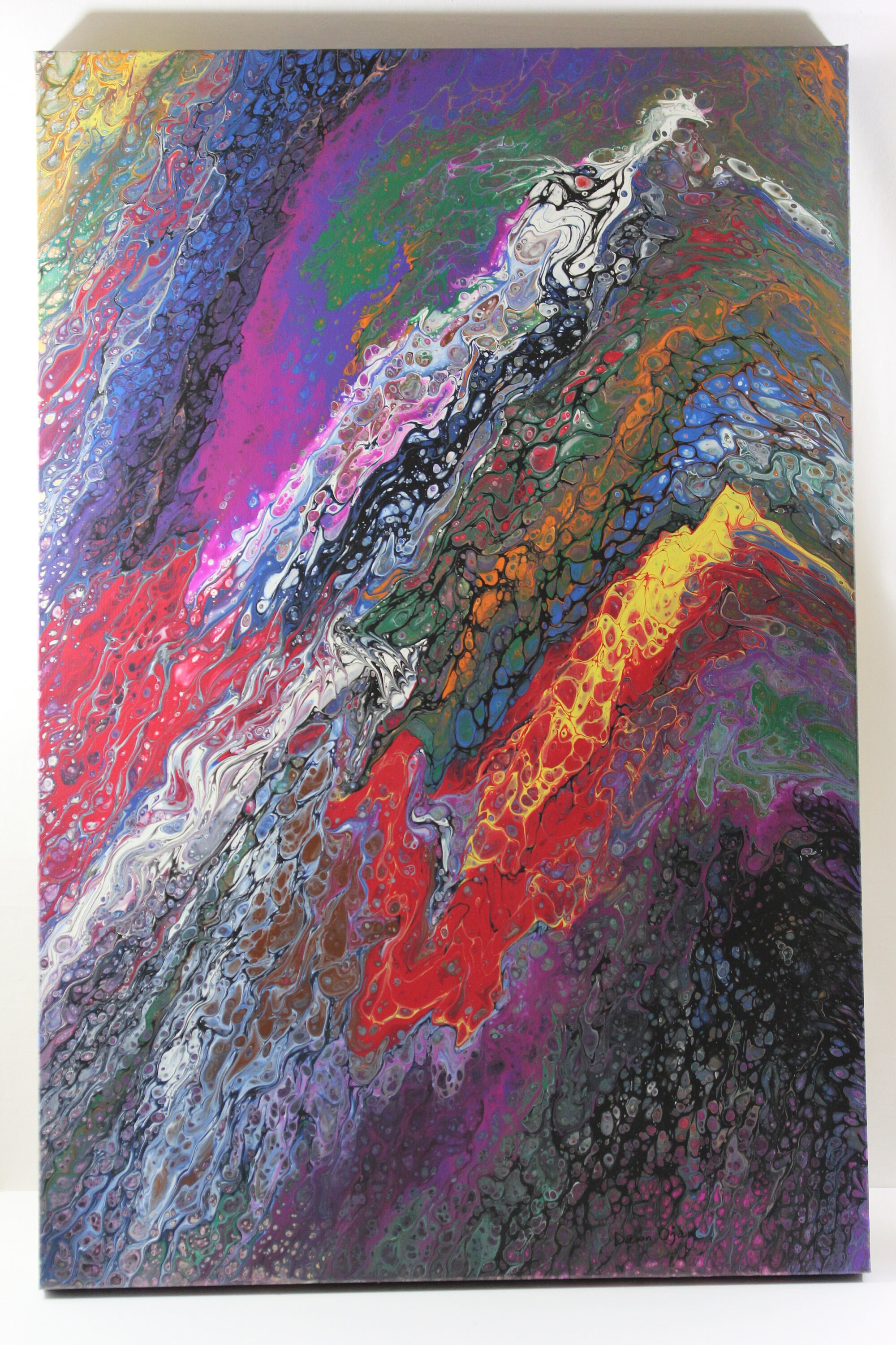photo How To Marble With Acrylic Paint On Canvas yellow and black abstract original art