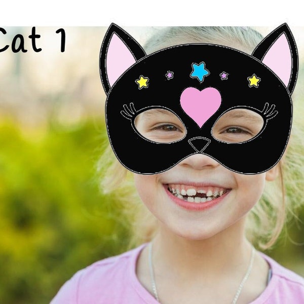 CAT 1 Mask Printable Mask Halloween Party Favor Costume Mask Fairytale mask Kids Party Activity Instant Download Birthday Party Favors