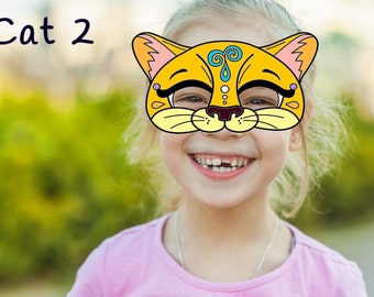 CAT 2 Mask Printable Mask Halloween Party Favor Costume Mask Fairytale mask Kids Party Activity Instant Download Birthday Party Favors