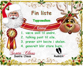 Norway Santa Nice List Certificate