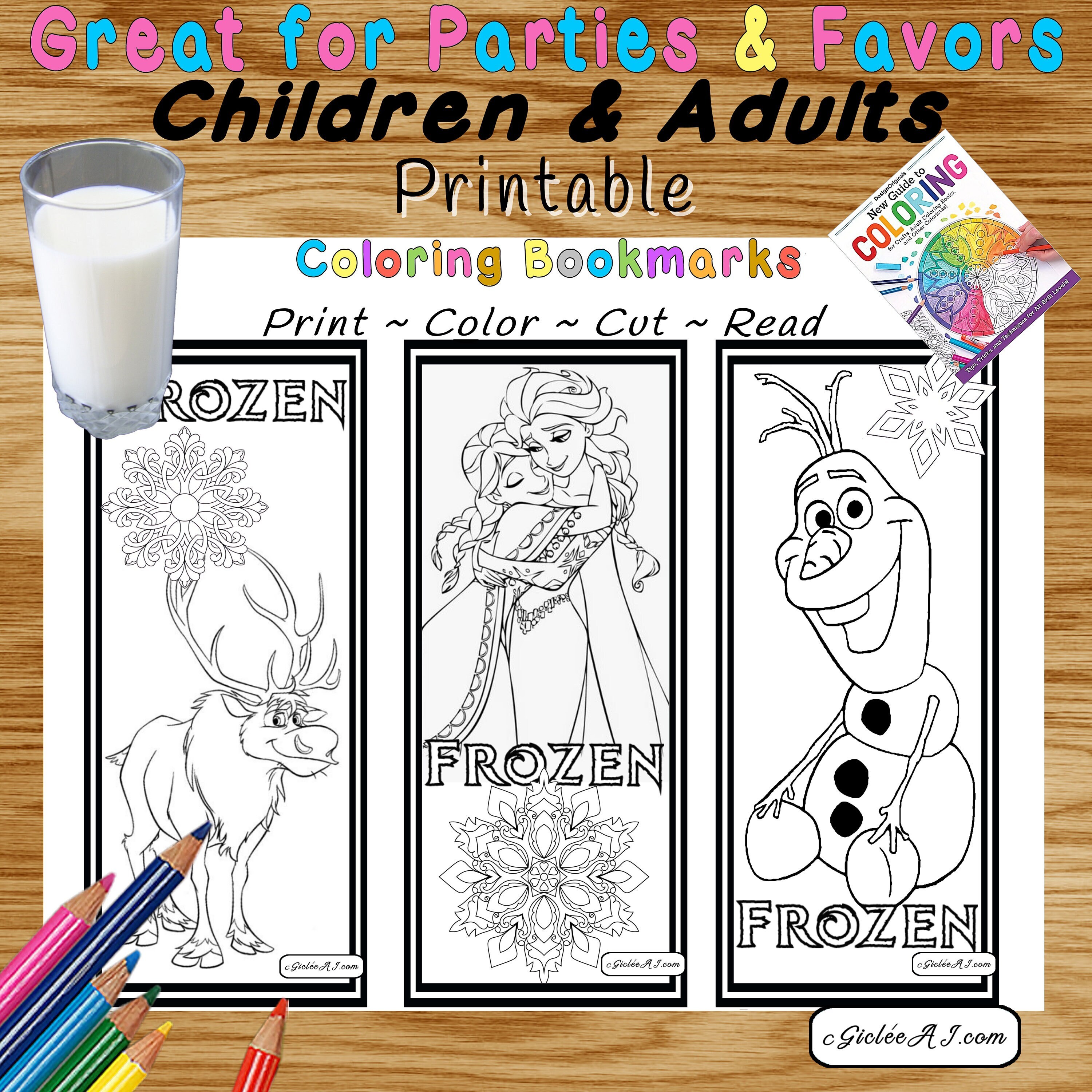 3 FROZEN OLAF DIY Printable Bookmarks Adult and Kids Coloring Bookmark ...
