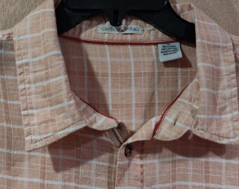 PEACH PLAID SHIRT