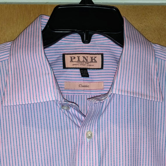 slim fit dress slacks White & Blue Slim Fit Regent Track Stripe Dress Shirt – Thomas Pink main image 1