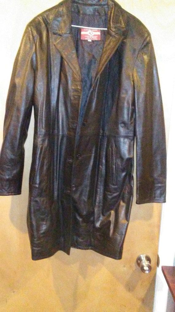 BLACK LEATHER TRENCH - image 2