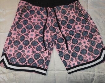 Pantalones cortos de baloncesto NOS con estampado de cachemira rosa