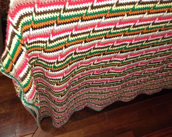Manta/manta afgana/manta de crochet multicolor vintage