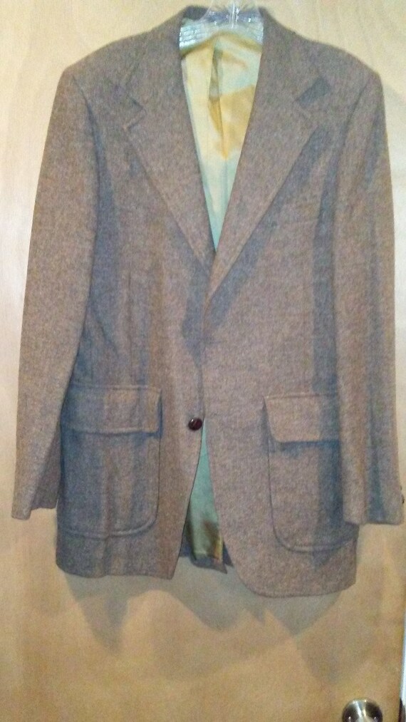 Light Brown Tweed Plaid Long Sleeve Tailored Blazer Jacket main image 1