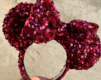 Raspberry Wine Sparkle Mouse Ears, mouse ears, Disney ears