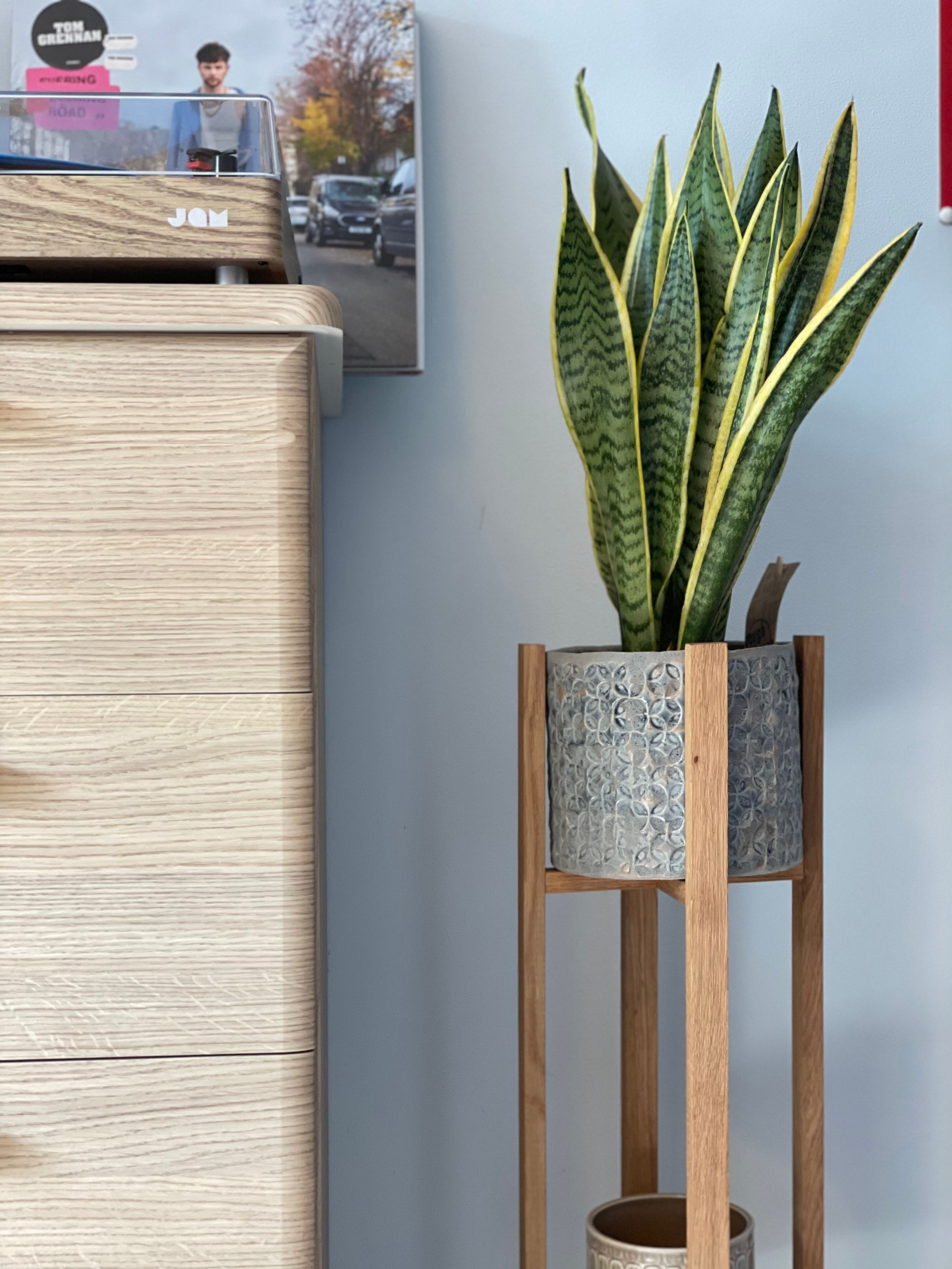 18 cm Solid oak double plant pot stand Etsy