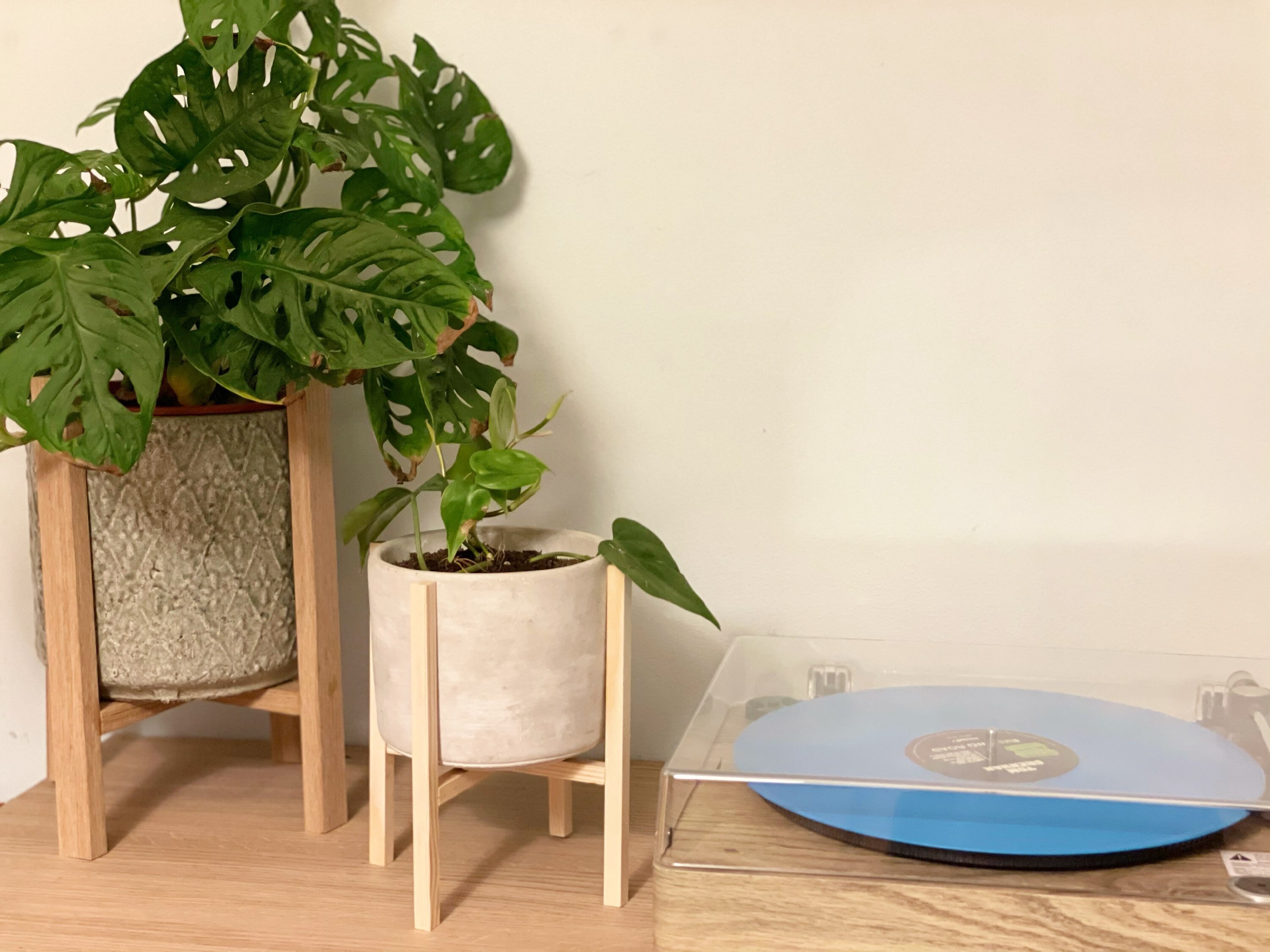 Solid oak plant pot stand Etsy