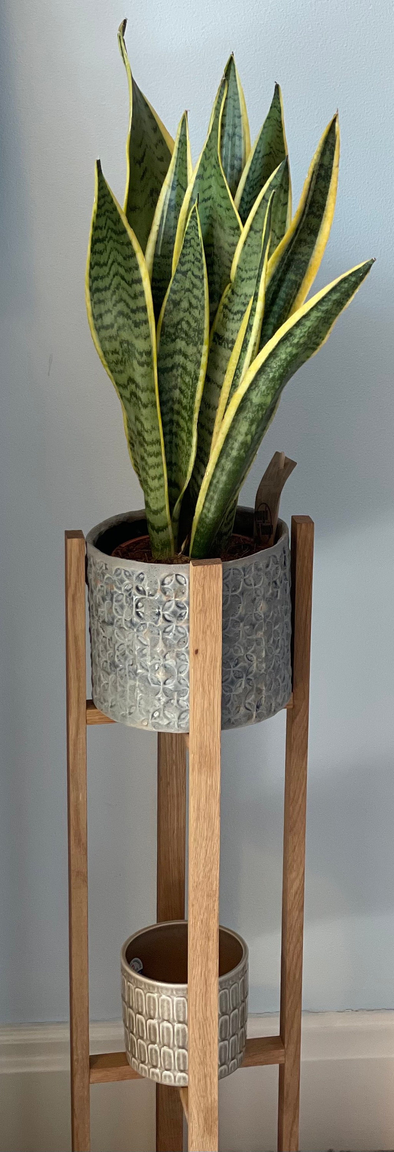 18 cm Solid oak double plant pot stand Etsy