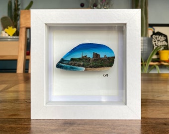 King Edward's Bay and Tynemouth Priory Shell Painting, North East Art, North East, Tynemouth Art, Shell Art