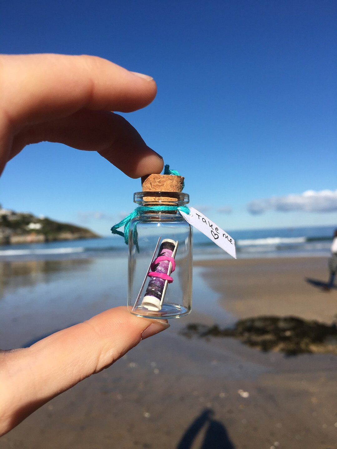 Bottle of Happiness, Message in a Bottle, Mini Gift, Miniature Painting