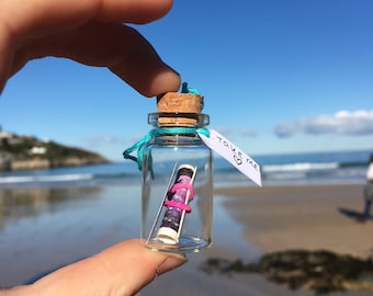 Bottle of Happiness, Message in a Bottle, Mini Gift, Miniature Painting