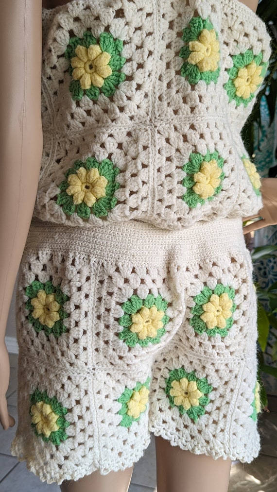 2-Piece Crochet Blouse Short Granny Square - image 3