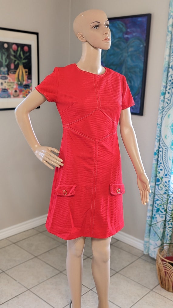 Red Handmade Vintage Shift Dress 1960s