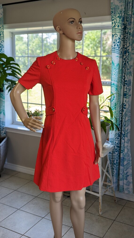 Red Handmade Vintage Shift Dress 1960s/1970s
