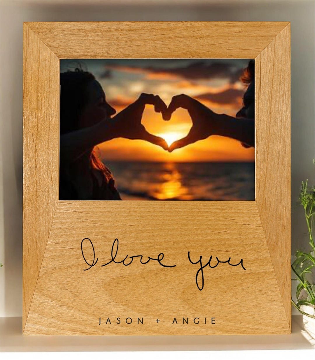 Custom Engraved Handwriting Red Alder Photo Frame, Personalized ...