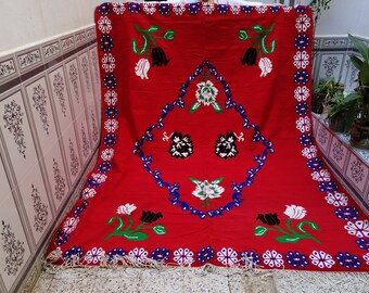 Gorgeous Red Rug,9×7 Beni Yelman Rug,Authentique wool Rug,Handmade Maroccan Rug,Living room Rug,Hall Way Rug,Bedroom Rug