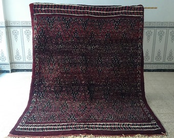 Vintage Moroccan Handmade Rug,Wool Rug, Algerian Rug, Purple Rug, Berber Rug,Tribal Free Shipping, 8.80'/6.80' Handicraft Rugs