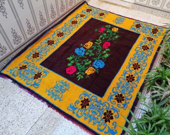 Handmade Algerian rug,Berber wool rug, kids rug,Floor Area rug,nursery Carpet,Bedroom rug,colorful rug,Floral rug,kitchen rug 6.8 x 8.3 ft