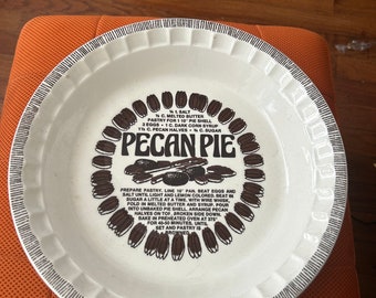 Vintage Royal China By Jeannette 11" Deep Dish Pecan Pie Plate with Recipe USA