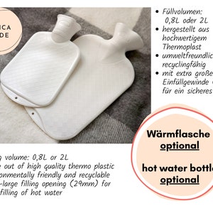 Wärmflasche mit gestricktem Bezug aus Wolle, handgestrickt in Deutschland, Heißwasserflasche in vielen Farben Design 8 Bild 6