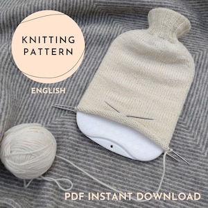 Hot Water Bottle Knitting Pattern, Pattern for Knitted Hot Water Bottle Cover in English with Photos, PDF Digital Download for Knit Cover