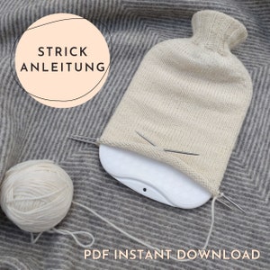 GERMAN Language knitting pattern for knitted hot water bottle cover - no english translation