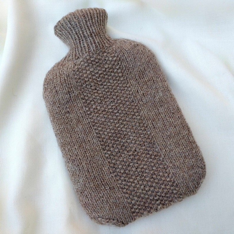 Soft knitted hot water bottle cover, 100% Merino sheep wool, handmade in Germany Design 4 image 7