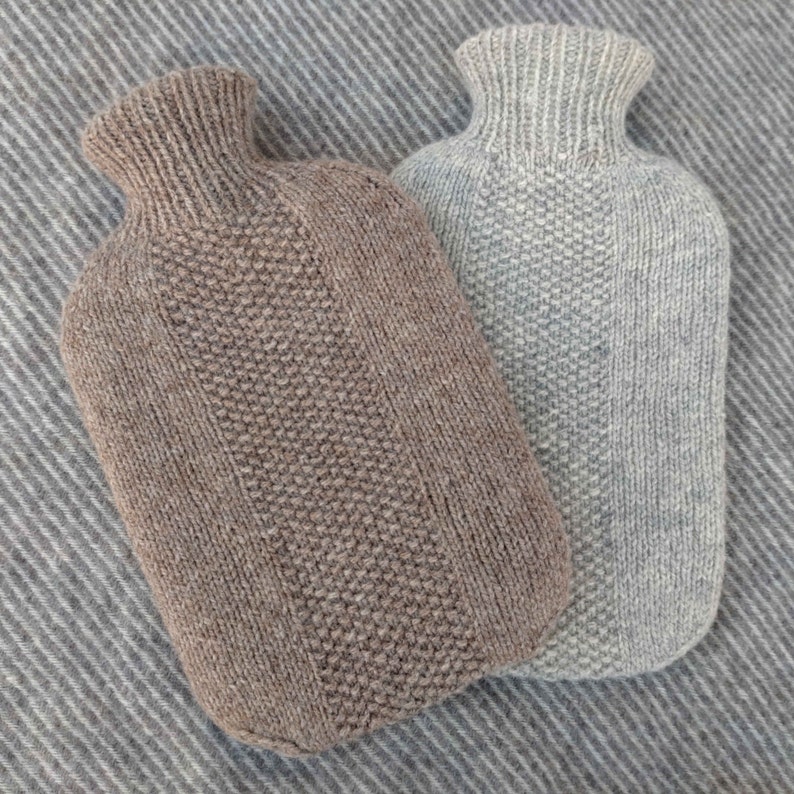 Soft knitted hot water bottle cover, 100% Merino sheep wool, handmade in Germany Design 4 image 5