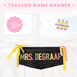 felt name banner, teacher name banner, teacher banner, desk banner, classroom decor, back to school, kids felt name banner, welcome banner