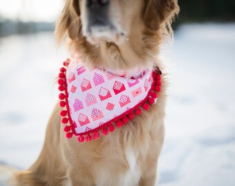 Valentines Dog Bandana, valentines day dog bandana, heart dog bandana,