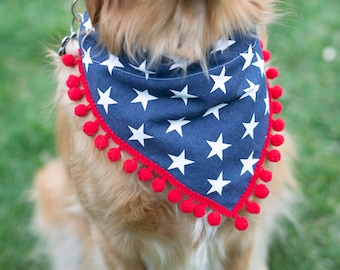 4th of July Dog Bandana, Independence day, 4th of July, Dog bandana, Summer, July 4, Red white and blue, Memorial Day, Stars, flag, America