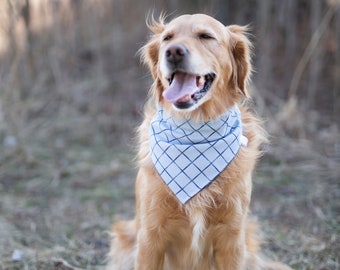 plaid dog bandana, blue dog bandana, high quality, blue, navy blue dog bandana, boy dog, boy bandana, thick dog bandana, dog scarf,