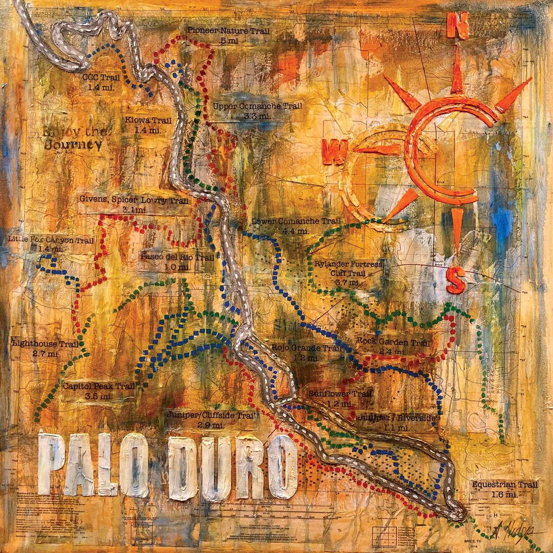 Palo Duro Canyon Trail Map 12x12 Art Print - Etsy