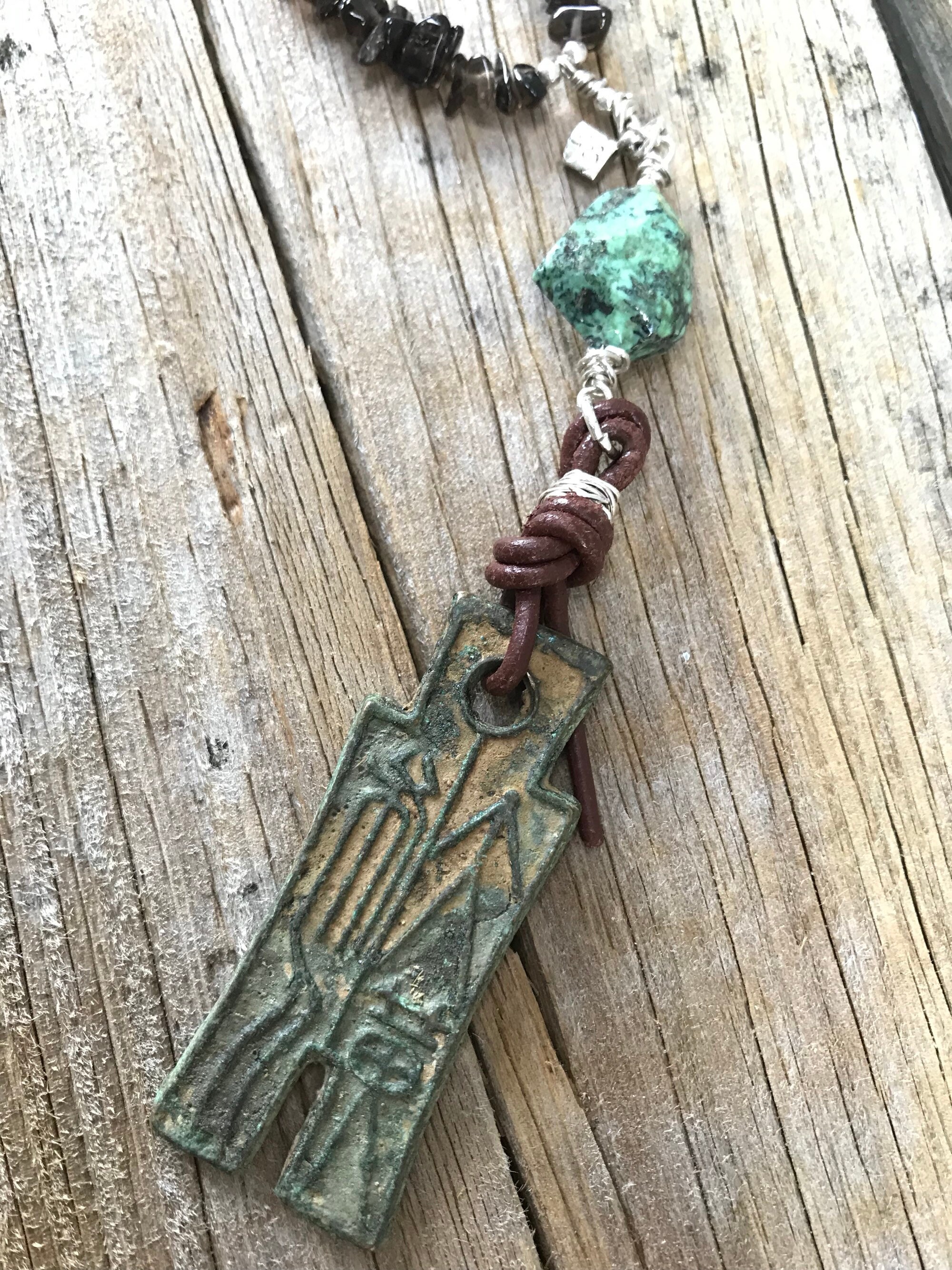 Ancient Coin Pendant Gemstone Necklace Etsy UK