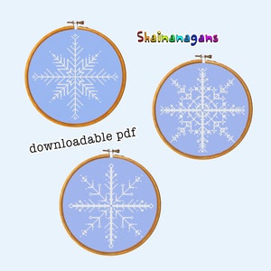 Easy Cross Stitch Pattern for Beginners, PDF Pattern, Instant Digital Download - Snowflakes, Snow, Winter, Holiday