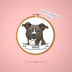 Custom Dog Name Cross Stitch Pattern! Pit Bull, Pet, Puppy - PDF Download, Digital, Customize