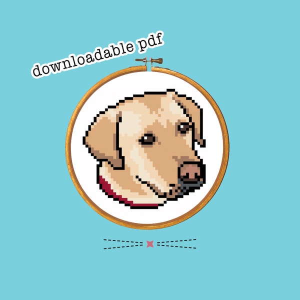 Easy Cross Stitch Pattern, PDF Pattern Only, Instant Download - Yellow Lab Dog (Small) Ornament