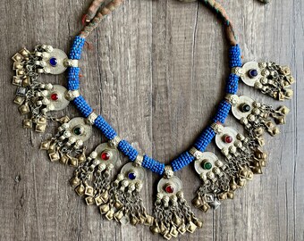 Traditional kuchi turquoise blue coined necklace Original Afghan/Pak ethnic 
