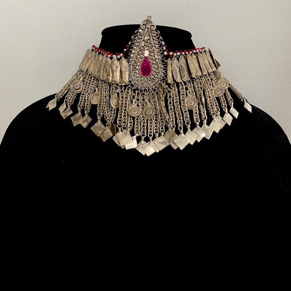 Afghan Headdress with Pink Centre Stone, Hazara He
