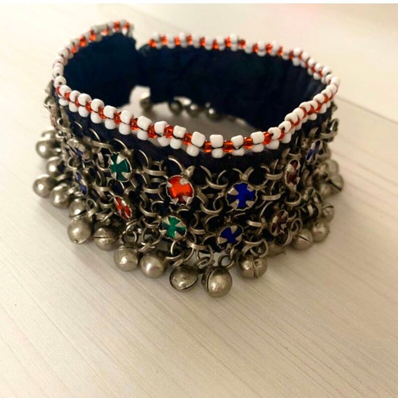 Ankle Bracelet Indian Jewelry Beautiful Anklets with Bells and Multi Coloured Glass Stones Indian Anklet Boho Anklet