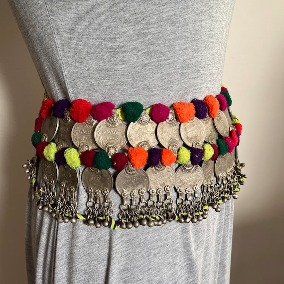 Ethnic Afghan Belt with Beading and Vintage Coins… - image 5