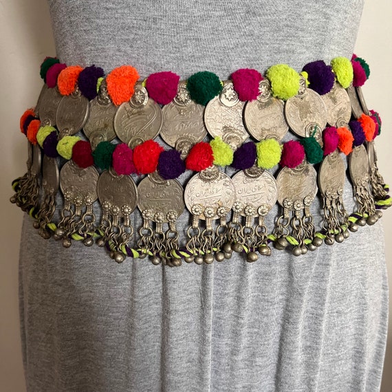 Ethnic Afghan Belt with Beading and Vintage Coins… - image 4