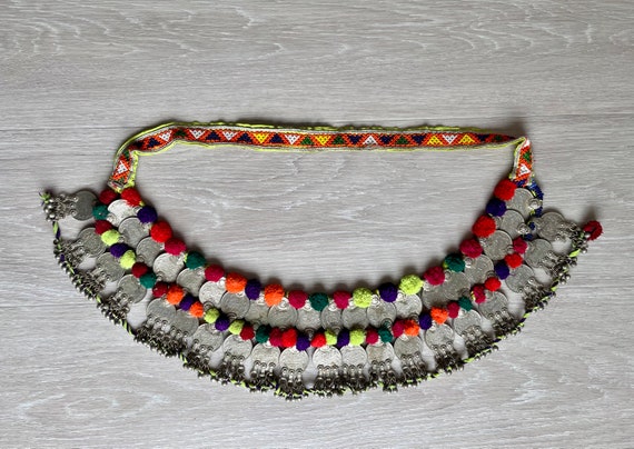 Ethnic Afghan Belt with Beading and Vintage Coins… - image 3