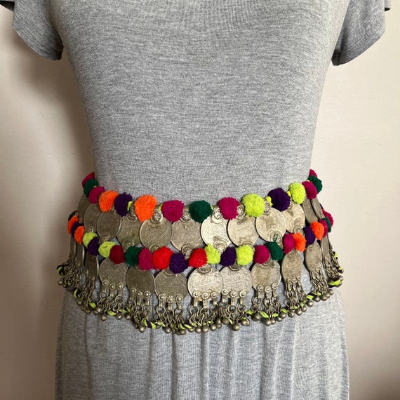 Ethnic Afghan Belt with Beading and Vintage Coins… - image 1